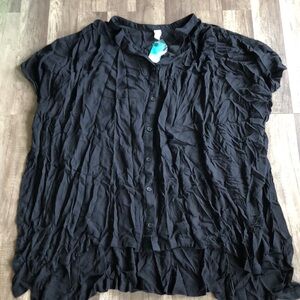 Outdoor Oasis Black Button Up Coverup with High Splits NEW